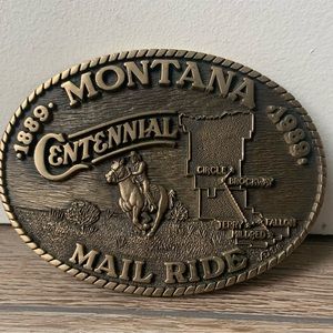 Solid Brass Vintage Montana Belt Buckle